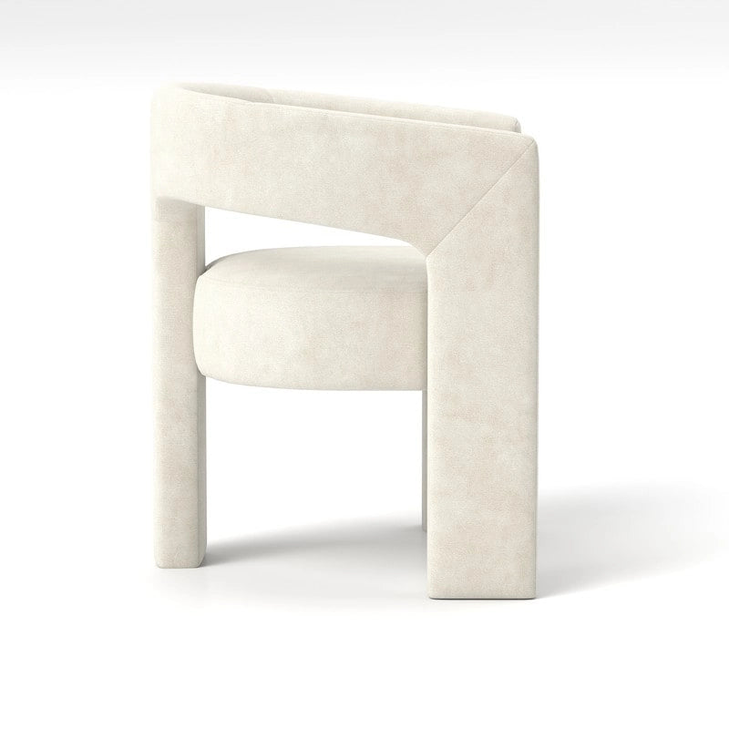 Velvet Upholstered Open-Back Accent Armchair with Arched Legs