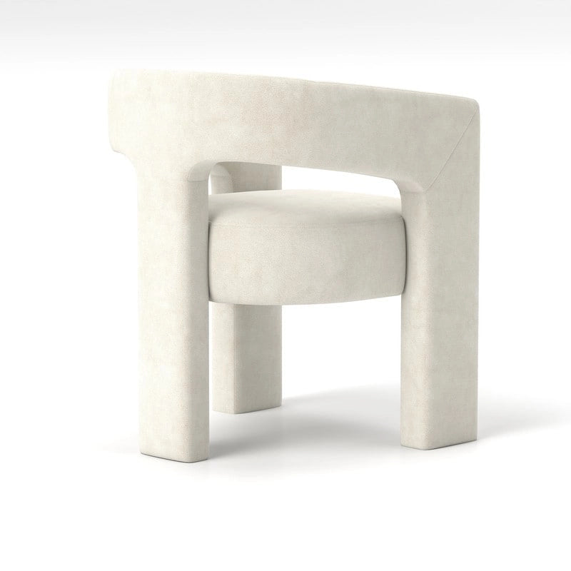 Velvet Upholstered Open-Back Accent Armchair with Arched Legs