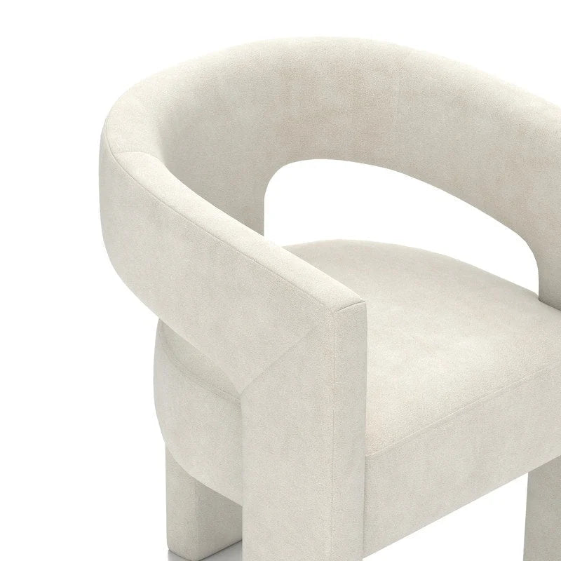 Velvet Upholstered Open-Back Accent Armchair with Arched Legs