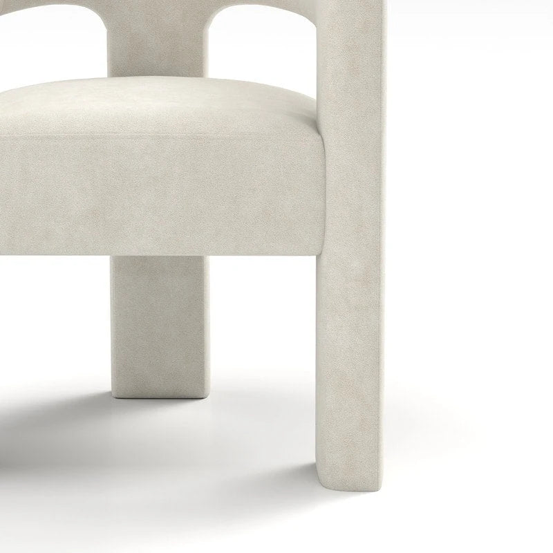 Velvet Upholstered Open-Back Accent Armchair with Arched Legs