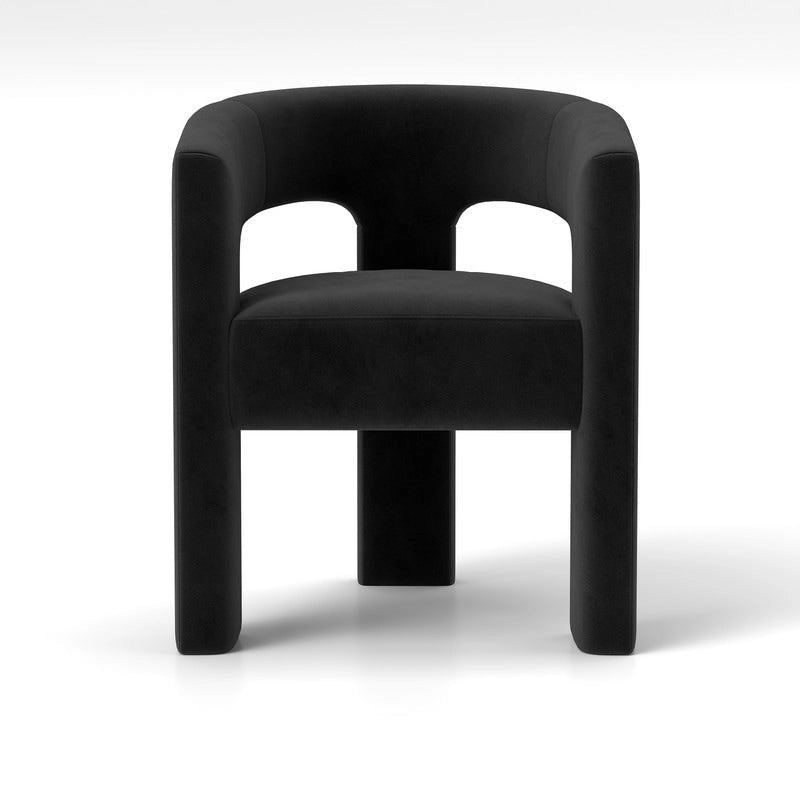 Velvet Upholstered Open-Back Accent Armchair with Arched Legs