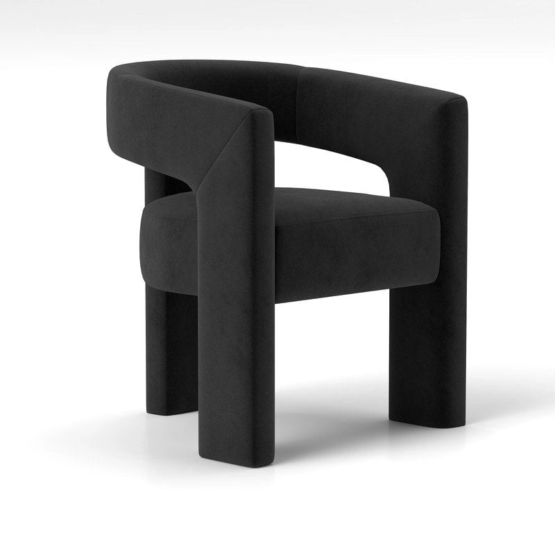 Velvet Upholstered Open-Back Accent Armchair with Arched Legs