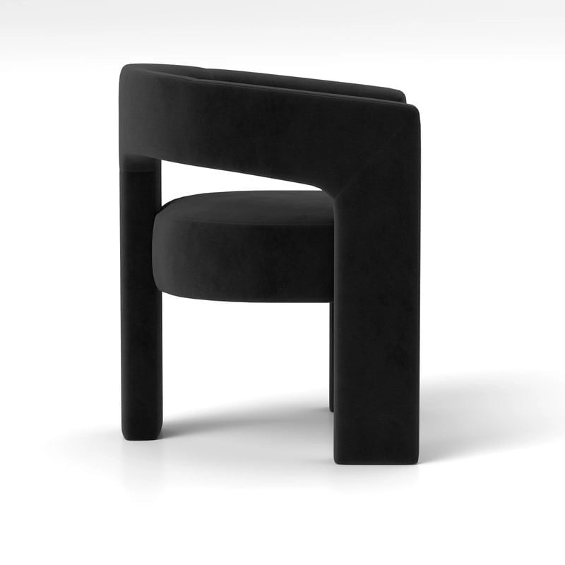 Velvet Upholstered Open-Back Accent Armchair with Arched Legs