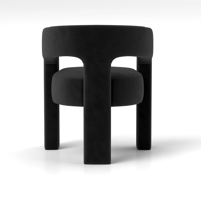 Velvet Upholstered Open-Back Accent Armchair with Arched Legs
