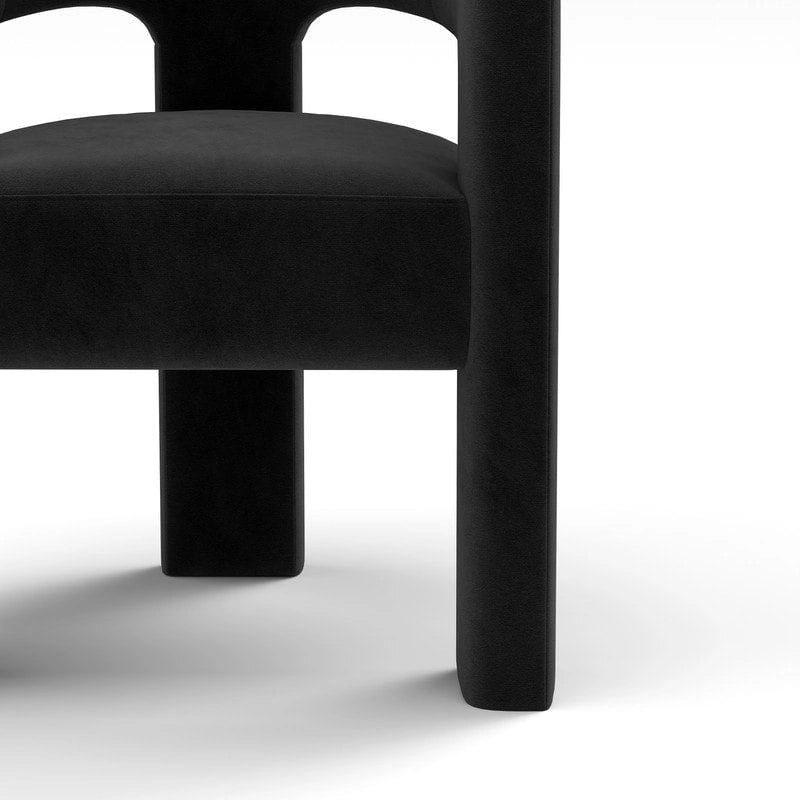 Velvet Upholstered Open-Back Accent Armchair with Arched Legs