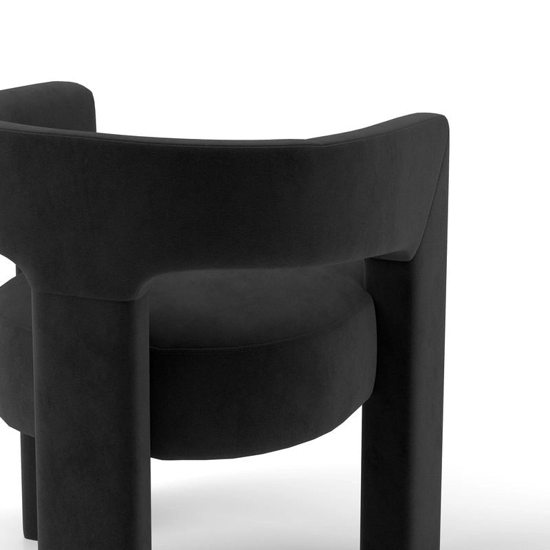 Velvet Upholstered Open-Back Accent Armchair with Arched Legs