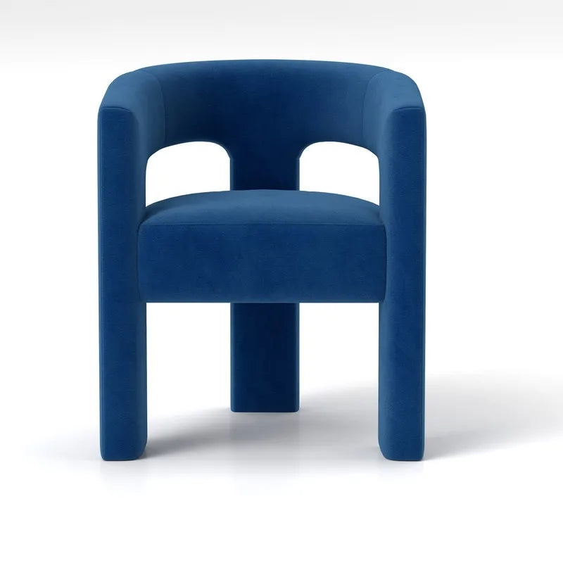 Velvet Upholstered Open-Back Accent Armchair with Arched Legs