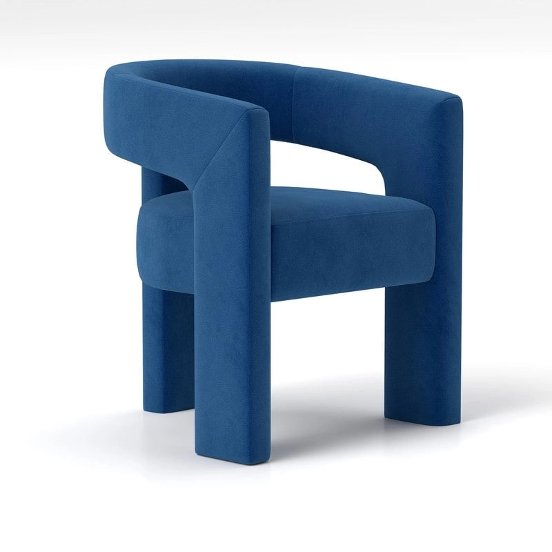 Velvet Upholstered Open-Back Accent Armchair with Arched Legs