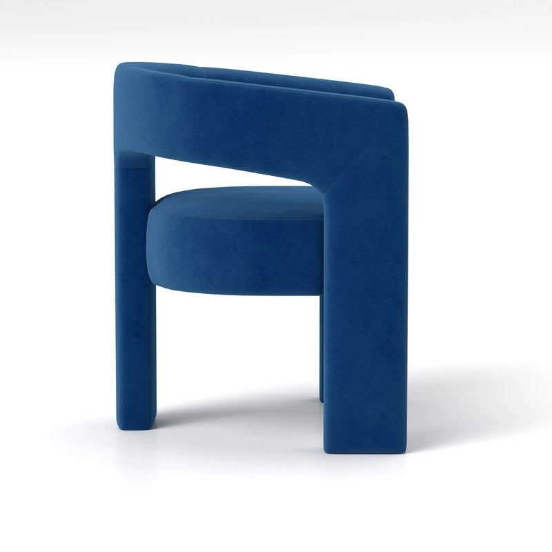 Velvet Upholstered Open-Back Accent Armchair with Arched Legs