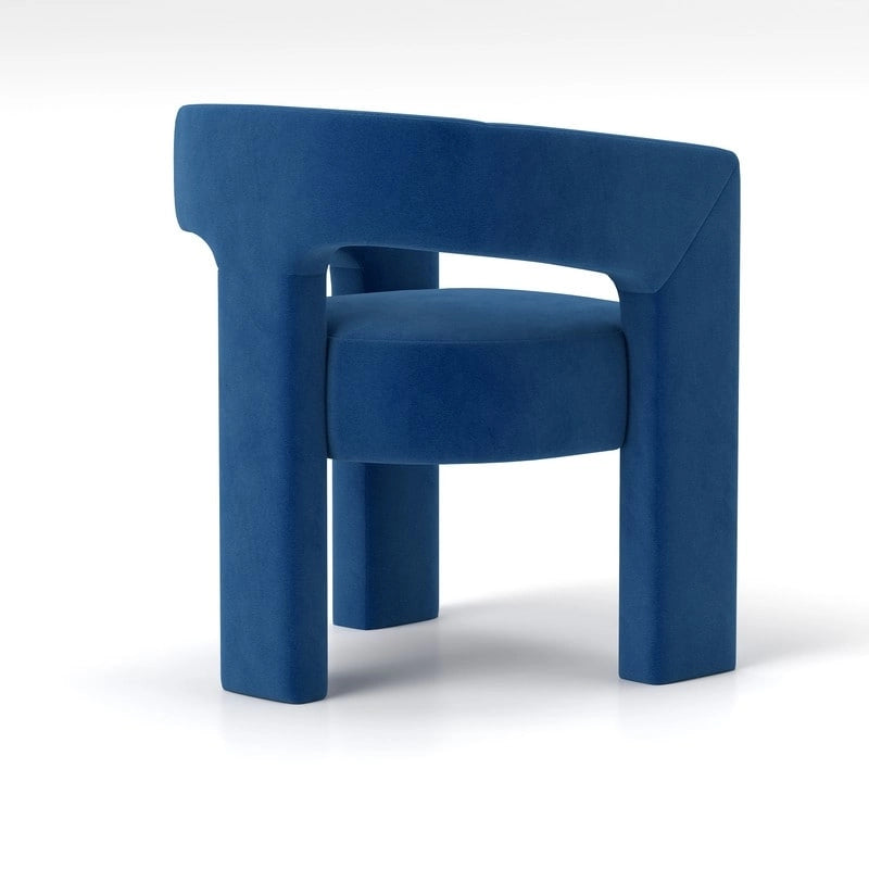 Velvet Upholstered Open-Back Accent Armchair with Arched Legs