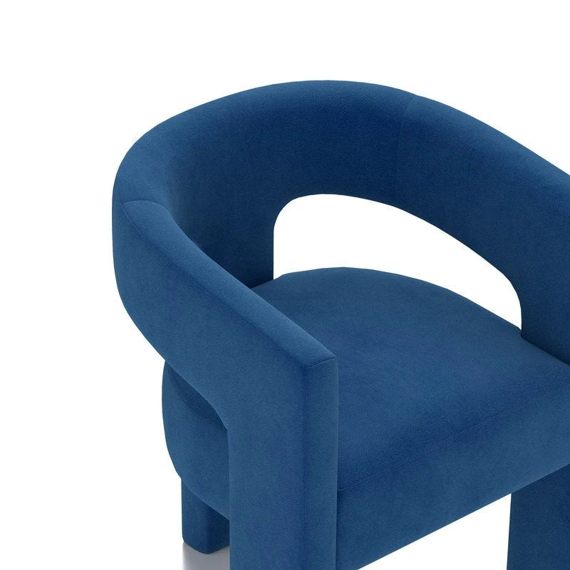 Velvet Upholstered Open-Back Accent Armchair with Arched Legs
