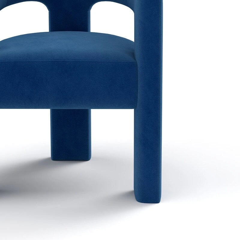 Velvet Upholstered Open-Back Accent Armchair with Arched Legs