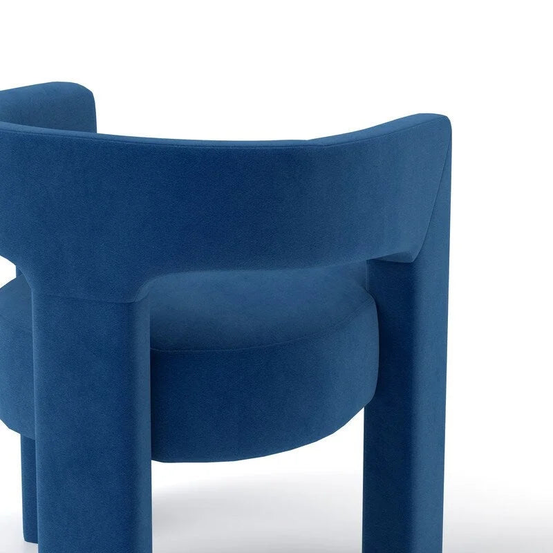 Velvet Upholstered Open-Back Accent Armchair with Arched Legs