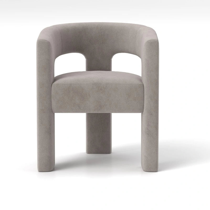 Velvet Upholstered Open-Back Accent Armchair with Arched Legs