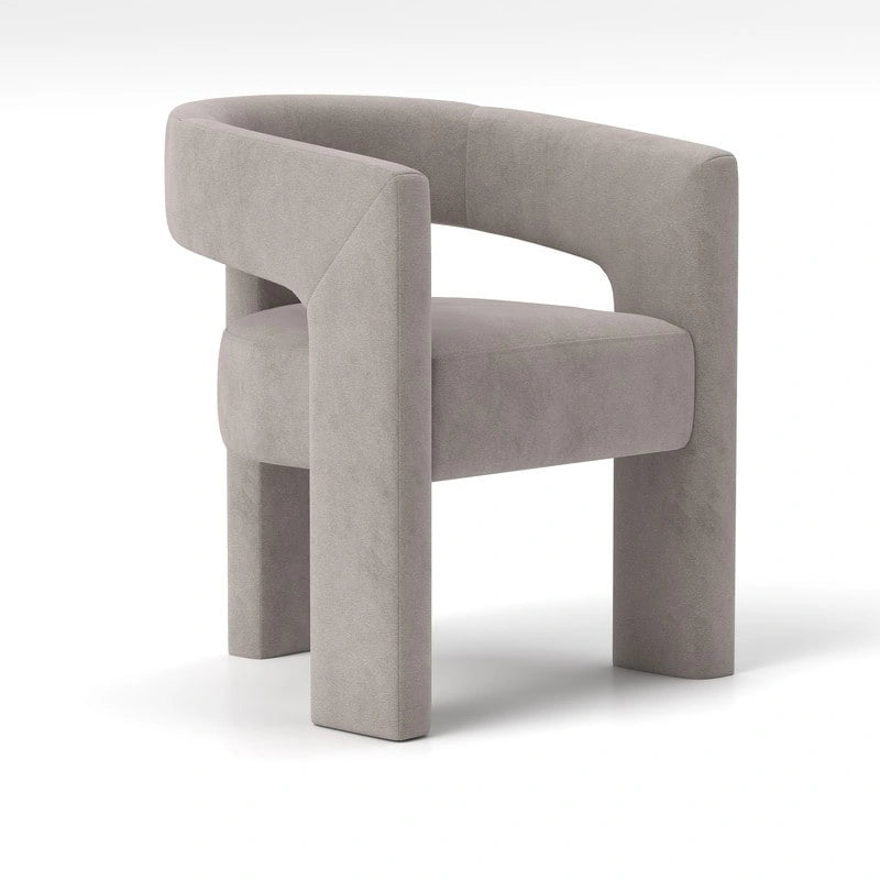 Velvet Upholstered Open-Back Accent Armchair with Arched Legs