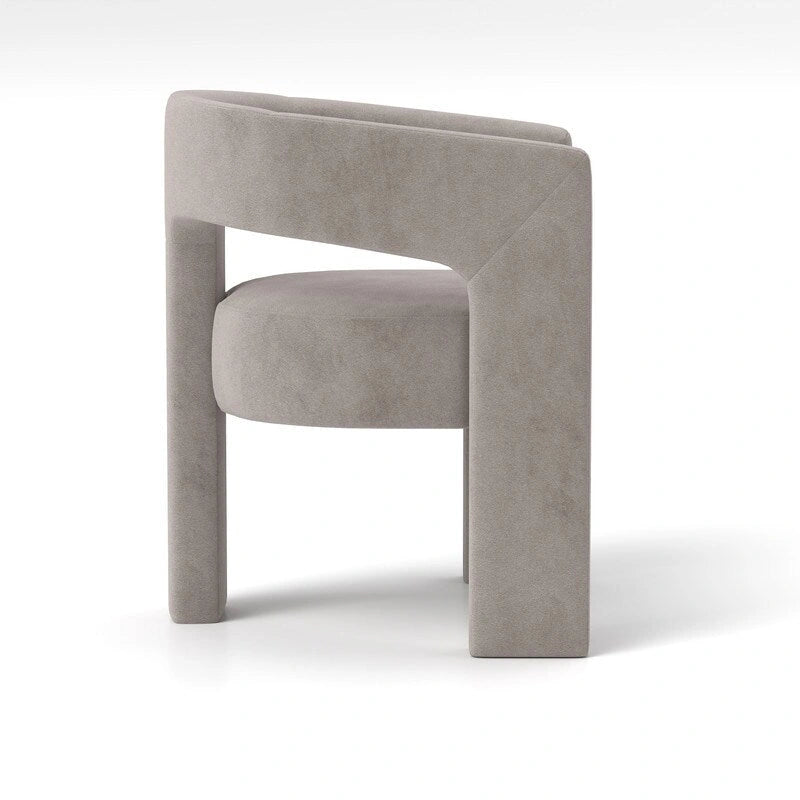 Velvet Upholstered Open-Back Accent Armchair with Arched Legs