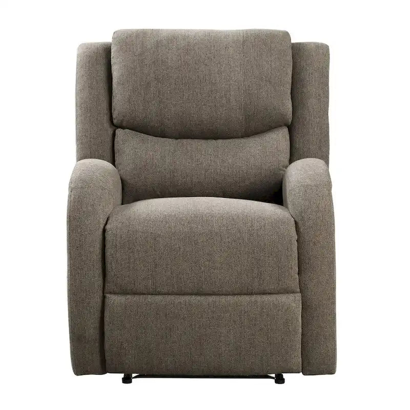 Brown Chenille Power Reclining Accent Chair with Solid Wood Frame