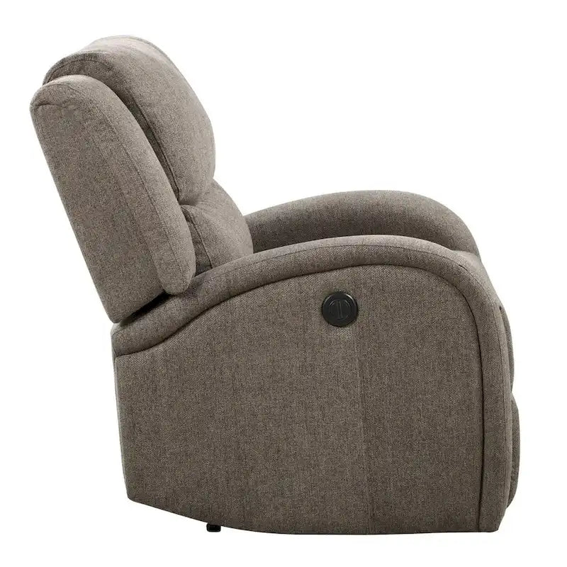 Brown Chenille Power Reclining Accent Chair with Solid Wood Frame